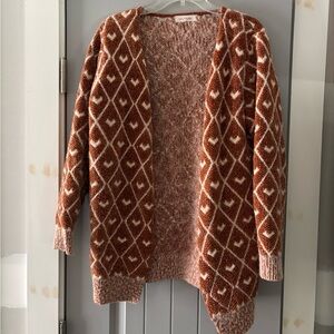 Solitaire Open Knit Cardigan in Rust and Ivory